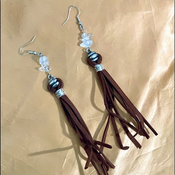 🆕»-»bOheMiAN MoDeRn LeAtHeR fRiNGe EaRrInGS« HaNdCrAfTeD »ClAsSiC bOhO sTyLe« - Picture 5 of 16